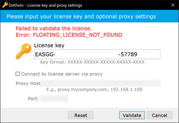 License Key entry failed