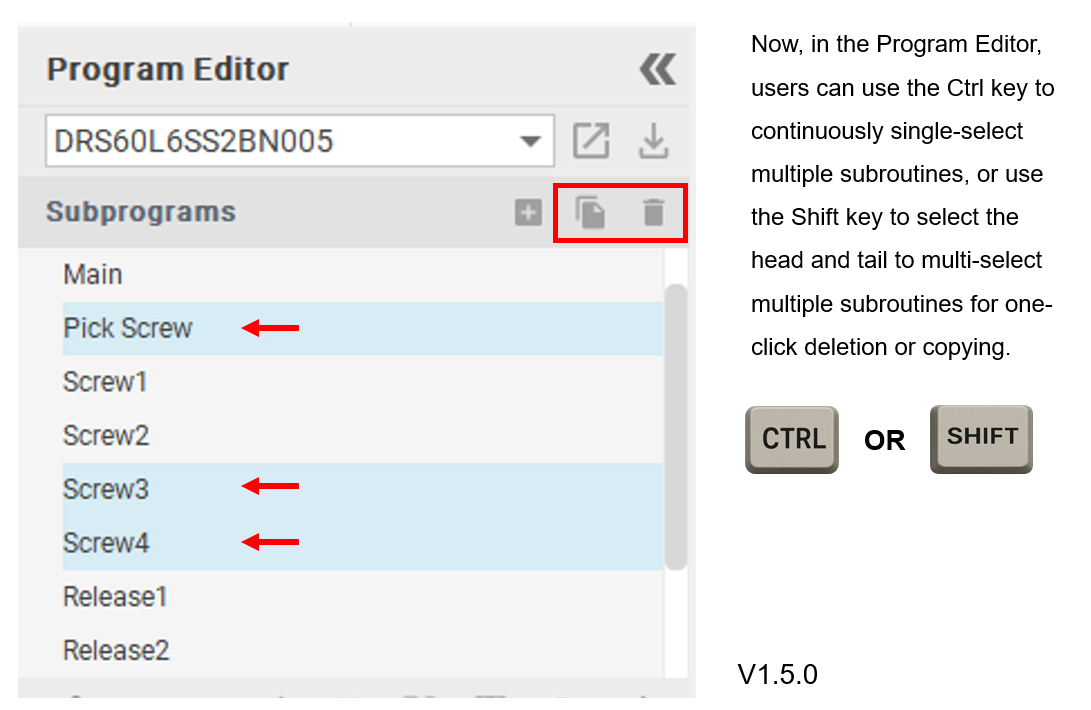 Program editor multi-select